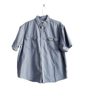 Carhartt Mens Plaid Short Sleeve Button Down Shirt Blue White 2XL